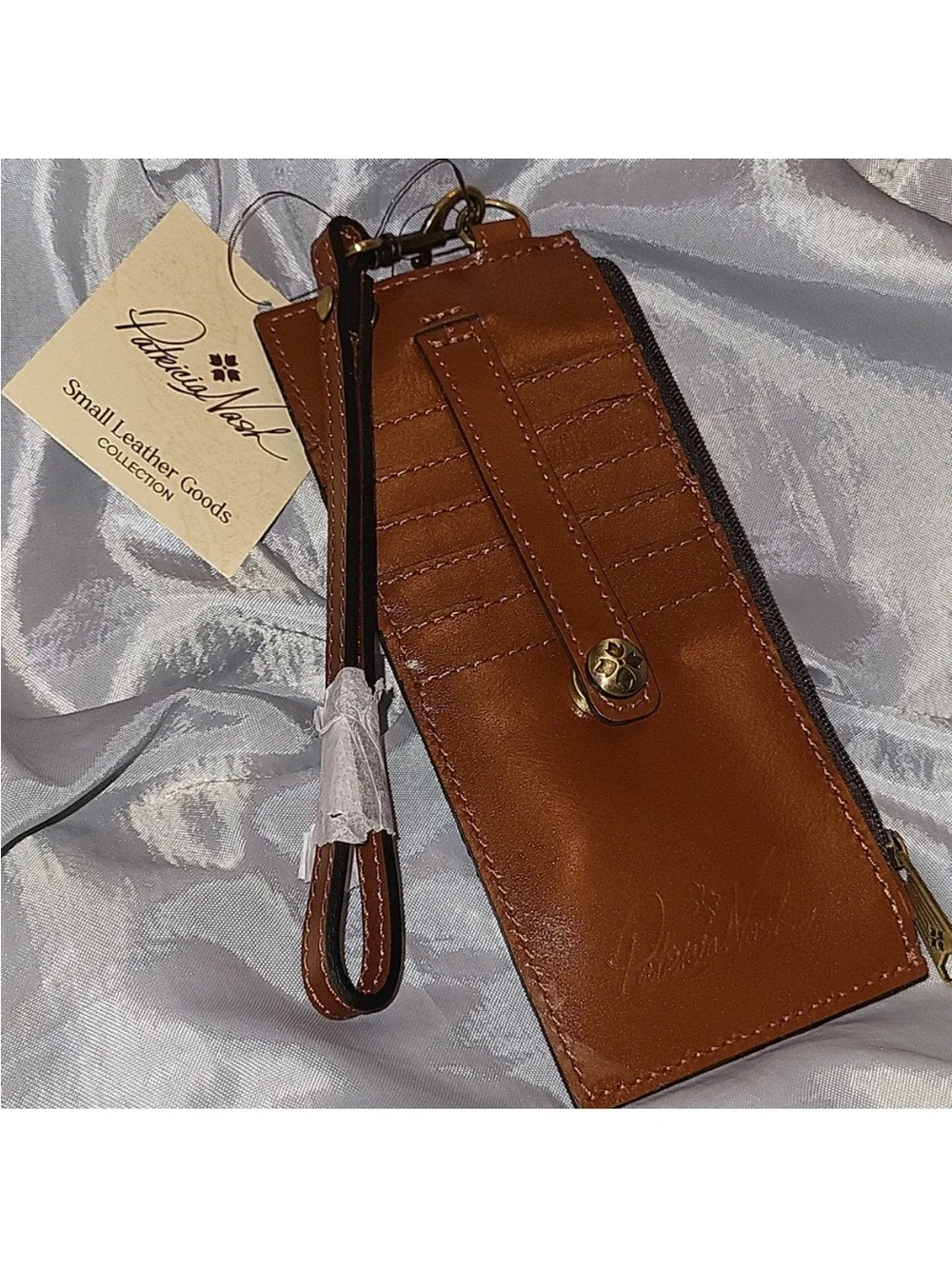 Patricia Nash Brown Leather Card Wallet with ID Window/Alanna Wristlet